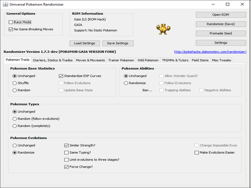 Universal Pokemon Randomizer Gaia Image